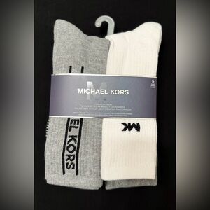 Michael Kors 5-Pairs Men’s Cushion Crew Socks In White/Gray/Black